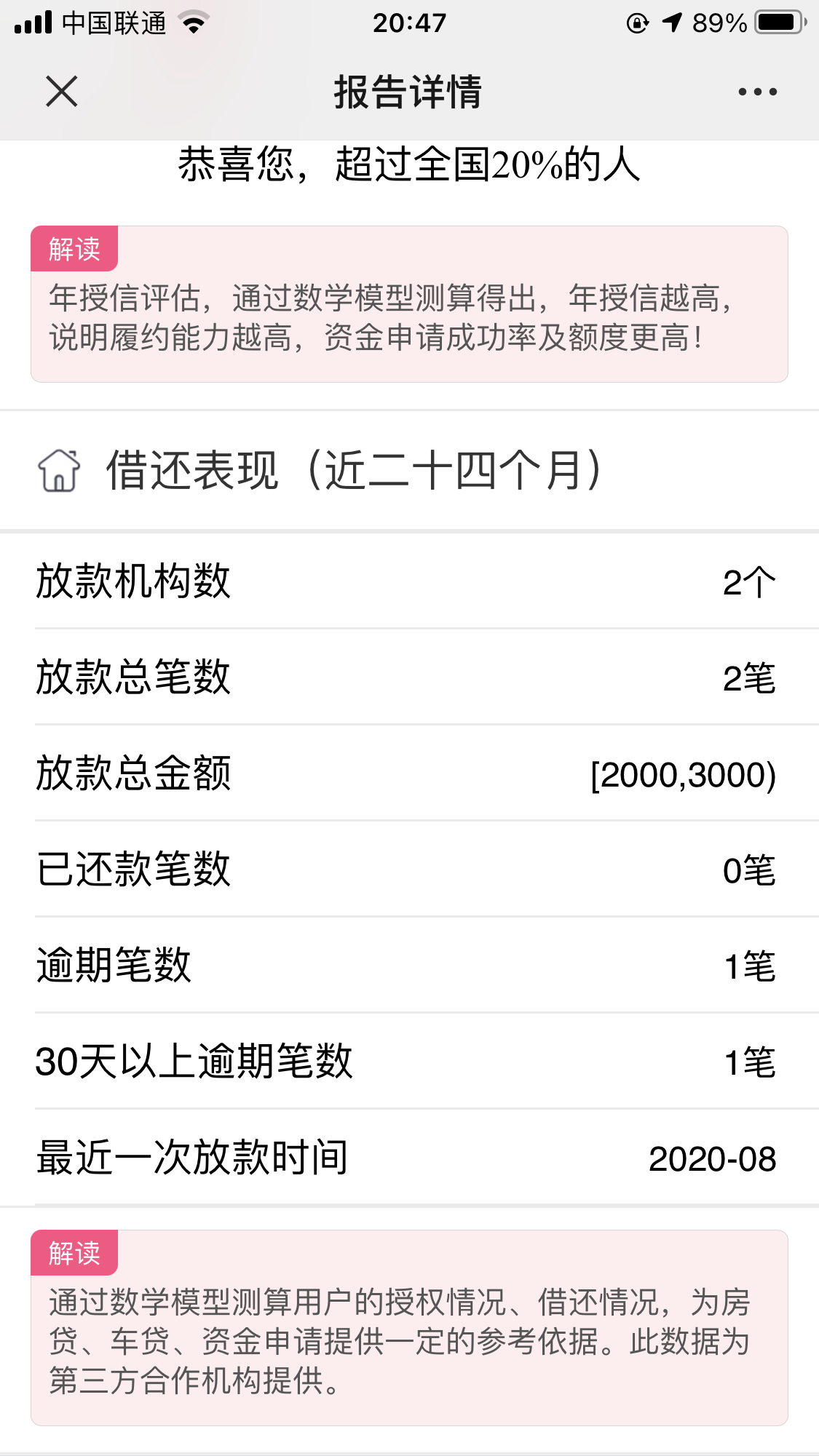 网贷报告详情